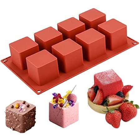 Squares Cubes 8 pcs Silicone Mold Baking Mold Mousse Mold Vit white
