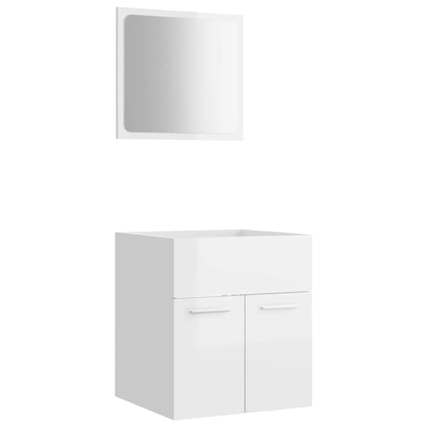 vidaXL Bathroom furniture set 2 pieces white high gloss engineered wood Vit white