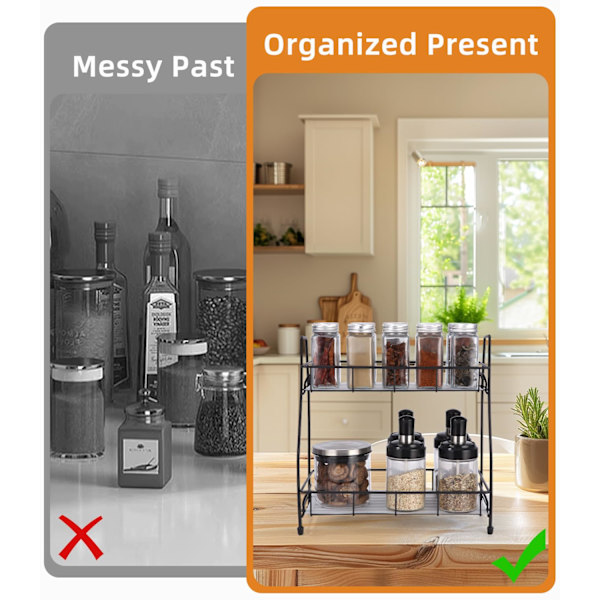 Kitchen Shelf, Countertop Shelf, Spice Organizer, Space-Saving Storage for Kitchen and Bathroom