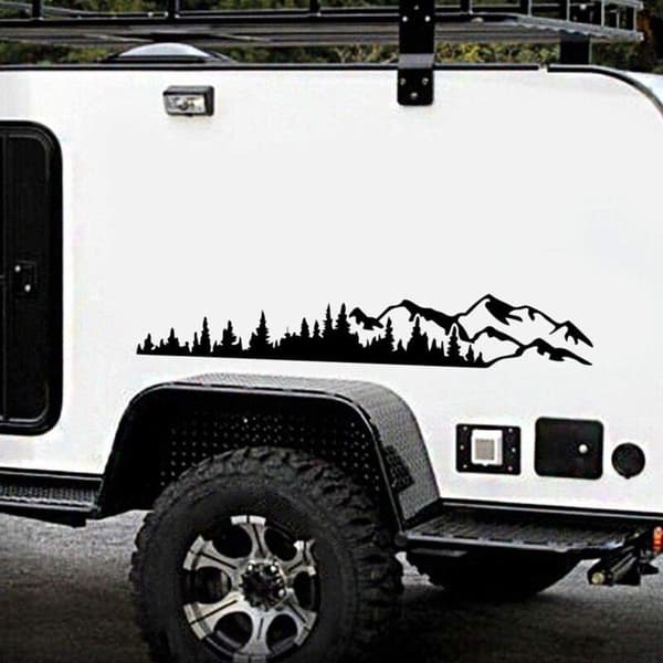 RV Camper Side Window Bumper Decal Large Mountain Tree Decoration for Car Truck