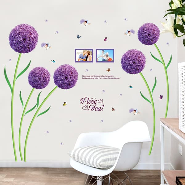 Lila Hortensia Blomma Väggdekal 60x90 cm