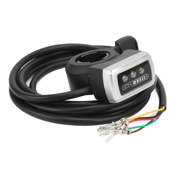 6-Wire Thumb Throttle with ON/OFF Switch Battery Indicator 22mm Opening for Electric Bicycle Scooter 36V