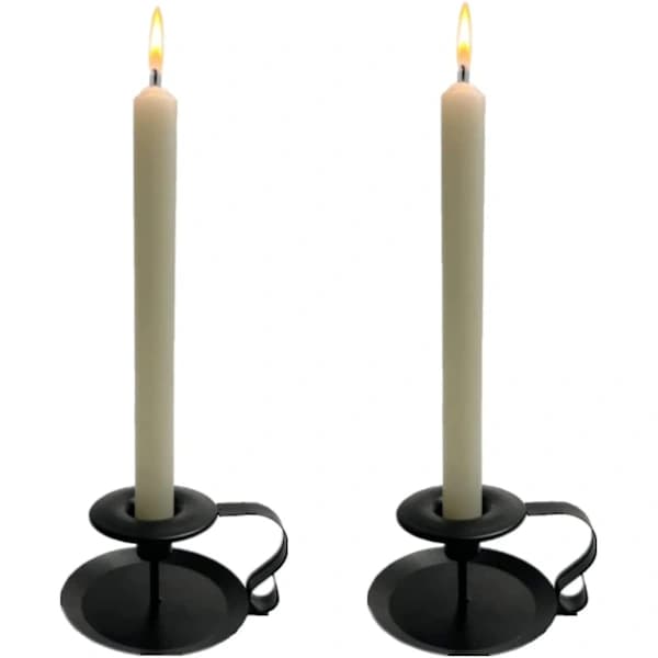 2 pcs Retro Candlestick Black Metal Candlestick Spike Candlestick With Handle Iron