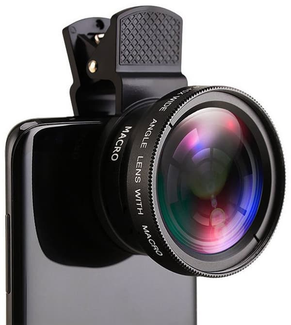 2-in-1 Camera Lens Kit for Mobile Phone - 0.45x Wide Angle Lens and Macro Lens - Silver silver
