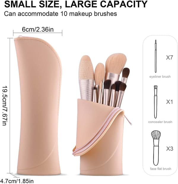 (Khaki) 1 stk. make-up børsteholder Silikone make-up børste opbevaringsboks Rejse make-up børstetaske Make-up bru