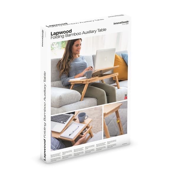 InnovaGoods Lapwood Hopfällbart Sidobord av Bambu, Beige