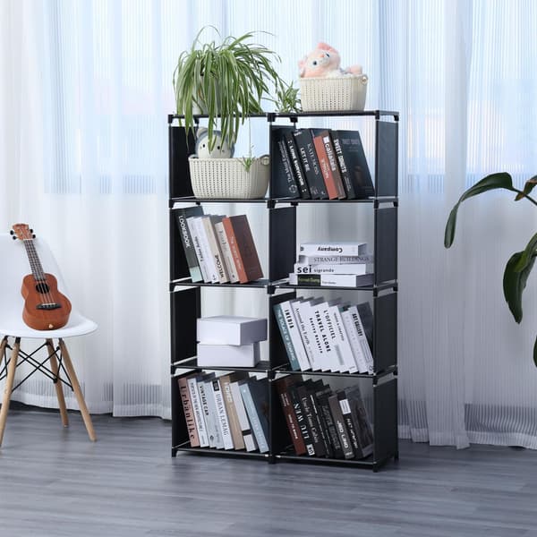 Herzberg 8-lags multifunktionsbogreol og opbevaringsstativ 85x125 cm sort