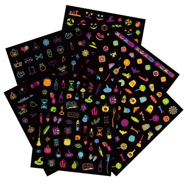 12 Nail Stickers Halloween Fluorescent Funny Skeleton Small