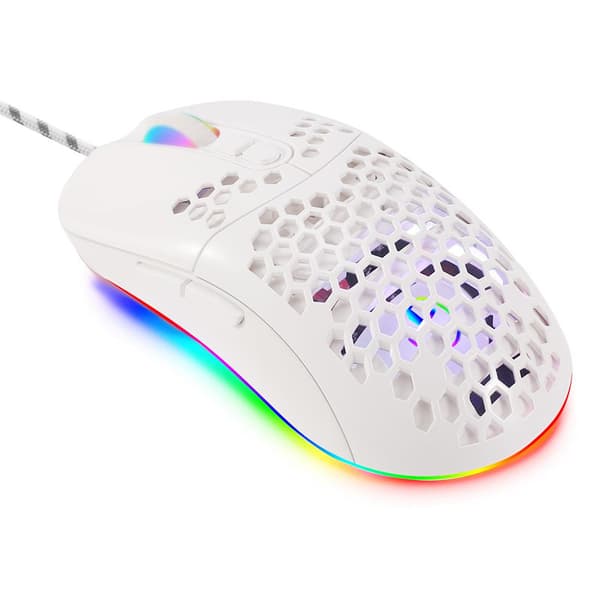 Lett 5 RGB-bakgrunnsbelyst kablet datamus 7200DPI Type C-mus for Apple MacBook Pro 2017/2016 Hvit
