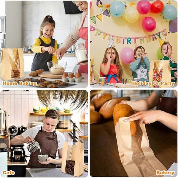 Storage Bag for Baked Bread, Paper Bag for Bread, Bread Packaging Bag with Transparent Front Window