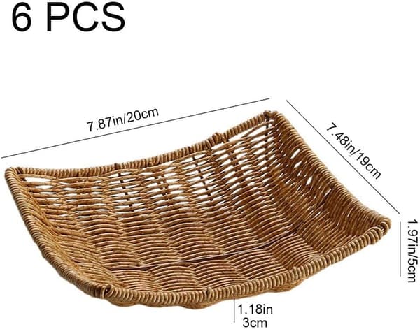 6-pack Rattan-vävda snacksbrickor för matbord och fruktskål