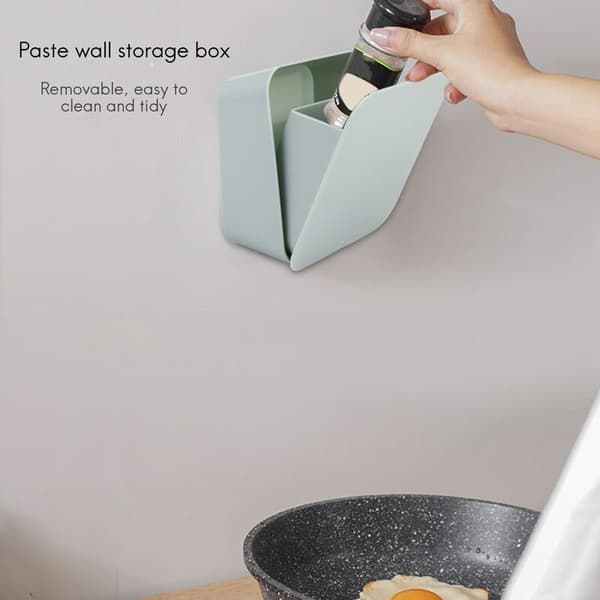 Wall-mounted Square Storage Box Removable Kitchen Table Storage Shelf Toothbrush Holder Cosmetic Bathroom Organizer Blue
