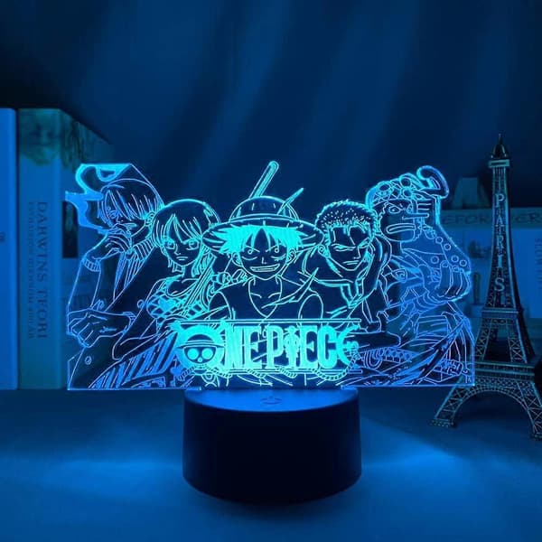 One Piece LED-natlampe 3D optisk illusion akrylplade børneværelsesindretning