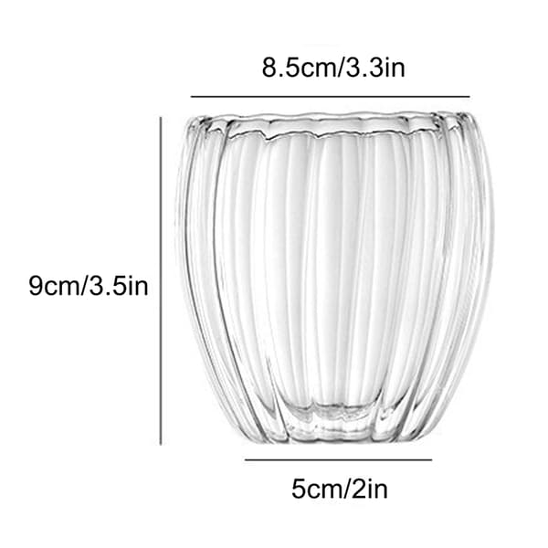 1 st Randig Dubbelväggig Kopp 250 ml, Kreativ Tekopp i Borosilikatglas