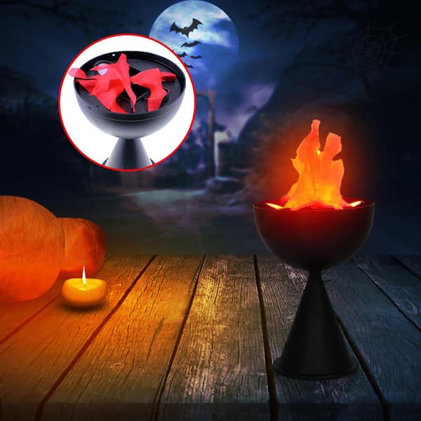 Halloween LED-flamme peis spøkelseshus hemmelig rom dekorasjon bordlampe