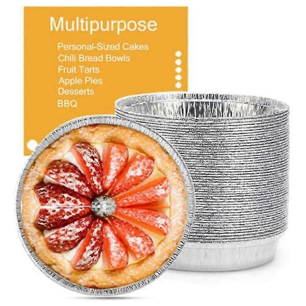50x Rund Aluminiumfolie Grillmåttebakke Beholder Non-stick Bageplade Smart-9 Tommer