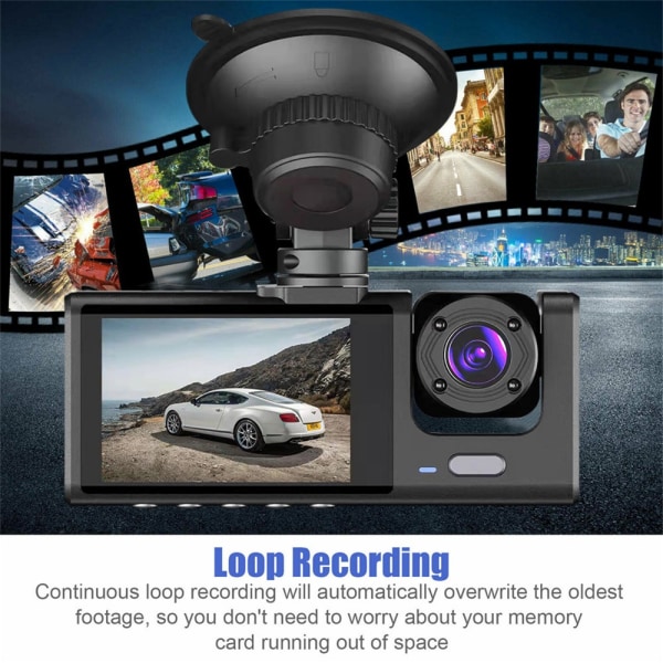 Ny 2-tums IPS-skärm Lingtong tre-inspelning tre-lins HD nattvision vidvinkel 1080P körinspelare Gravity sensing parking monitoring