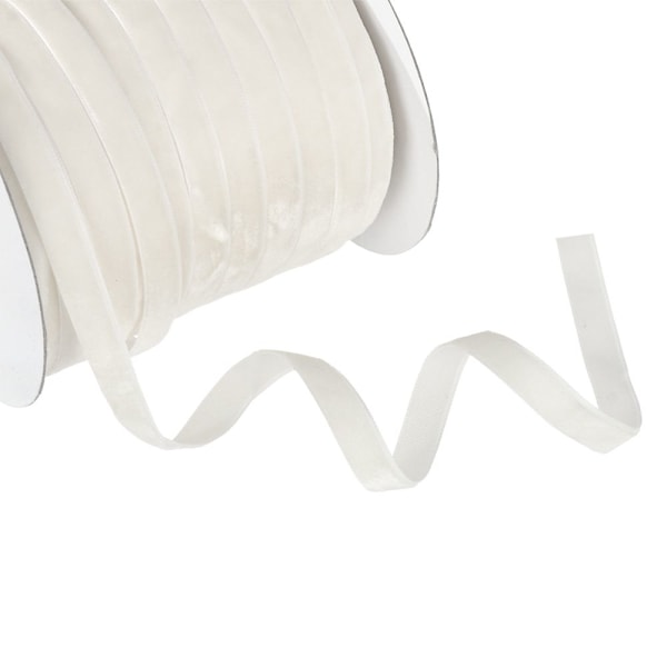 50 meter 10 mm fløyelsbånd flocking silke HVIT white