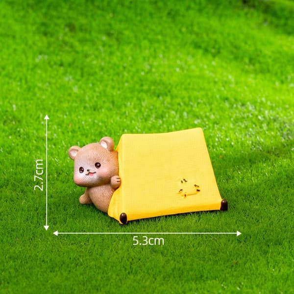 Camping Small Brown Bear Statue Miniature Cartoon Bear Figurines