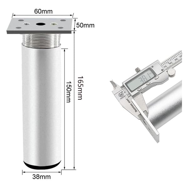 4 ställbara möbelben i aluminium, 150 mm höga, för bord och säng