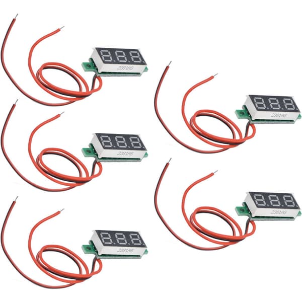 5 st Mini Digital DC Voltmeter Spänning Meter Tester Detektor Justerbar 2 Tråd 0,28 Tum (Blå 3,2-30V)