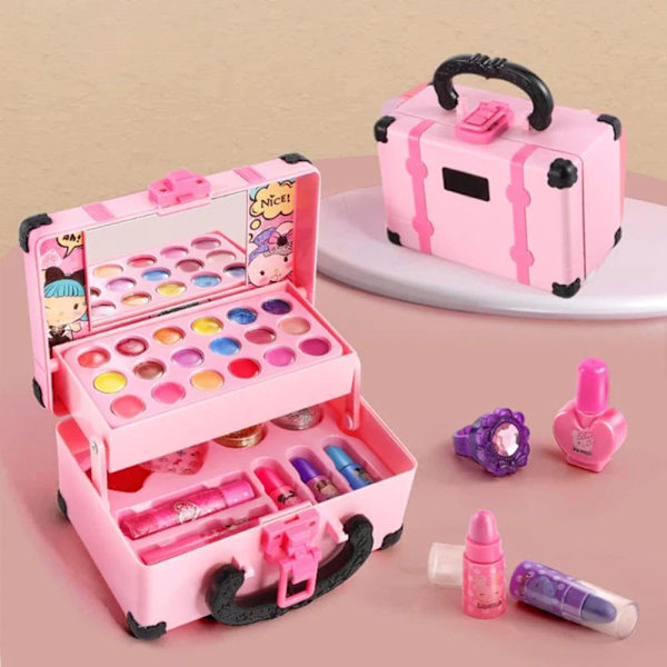 Vaskbart makeup sæt til børn, sjovt tidligt pædagogisk legetøj, nyhed, nytårsgave Pink Black