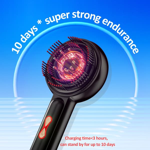 Elektrisk hodebunnsmassasje 3-i-1 med rødt lysterapi, trådløs hodebunnsmassasjekam for hår