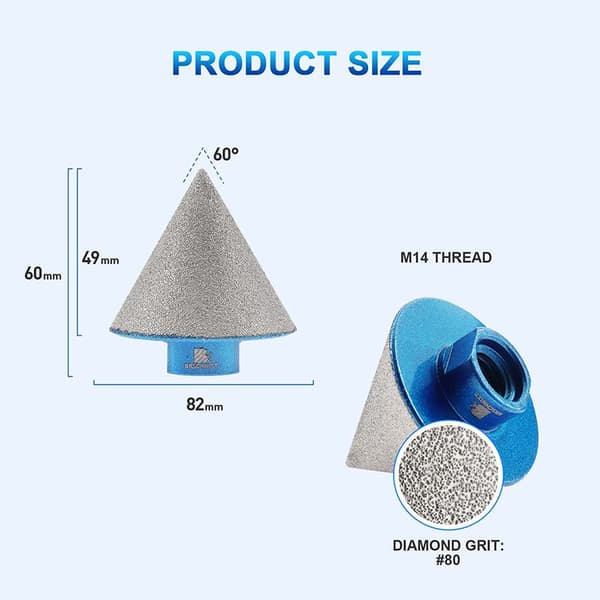 Diamantfres 2 stk 50 mm M14-gjenger for utvidelse, polering og avfasing av hull