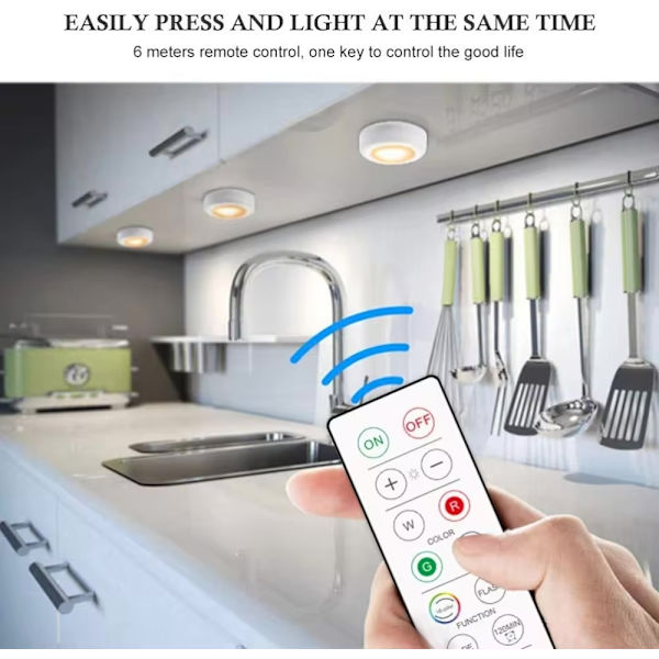 6 Pack LED Spotlights with 2 Remote Controls, RGB Design - Multicolor