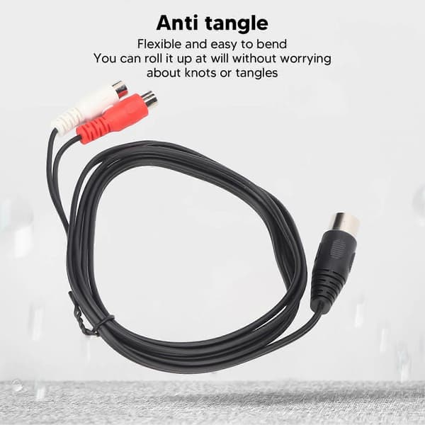 8-polet DIN til 2 RCA-adapterkabel, 8-polet han til 2 hun RCA, 1,5 m