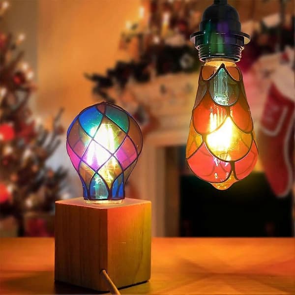 Hand-Painted LED Glass Light Bulb Warm White Light for Festivities and Home Decor