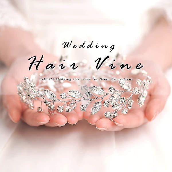Bryllup Hår Vinstok Krystal Sølv Rhinestone Hårtilbehør til Kvinder og Piger Hv113 (Sølv)