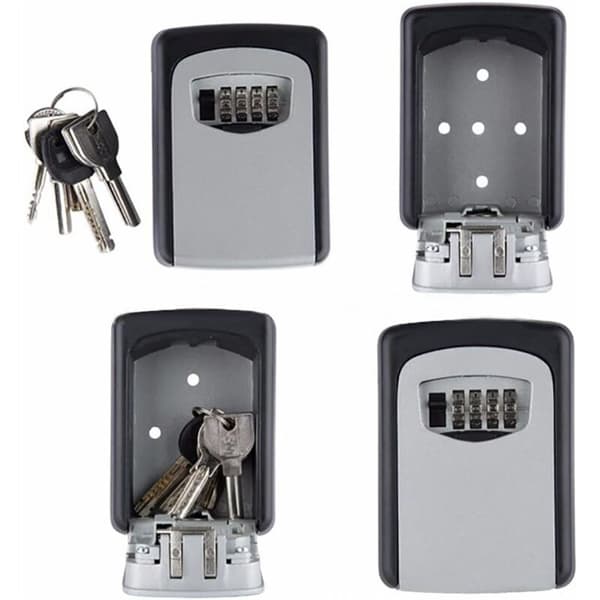 Outdoor Security Key Box, Wall Mounted Key Box with 4-Digit Code, 5 Key Security Storage Key Holder, for Home Garage School.