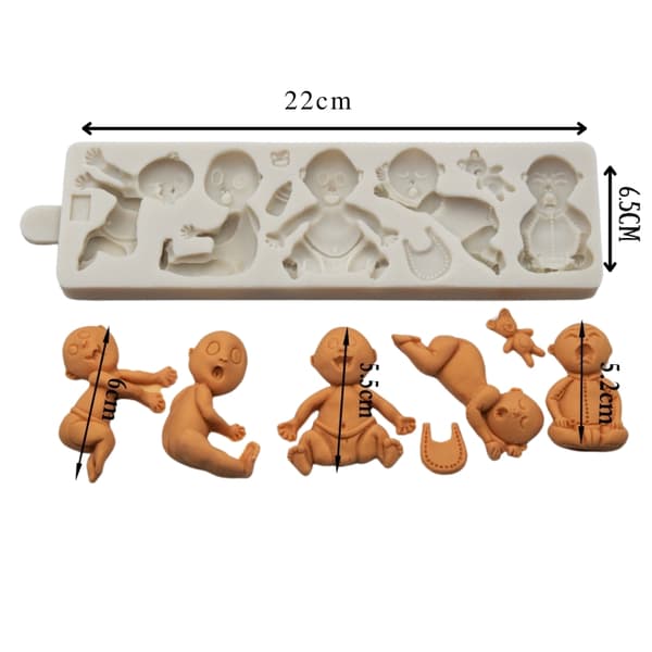 Babyfigur Silikoneform til Kagedekoration Varm vit white