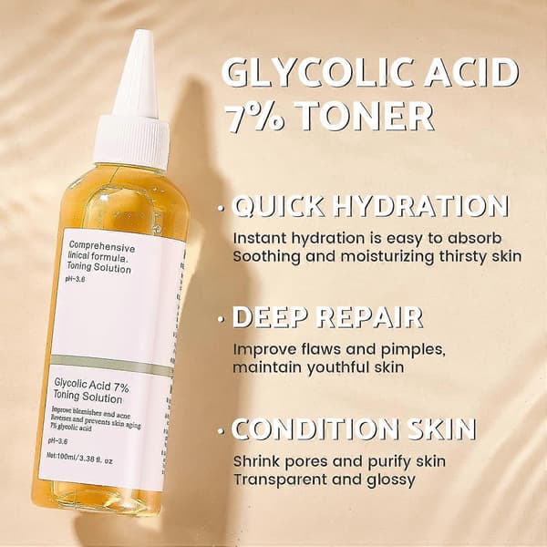 7% Glycolic Acid Exfoliating Toner with Deep Hydration and Pore-Minimizing Effect, 100ml