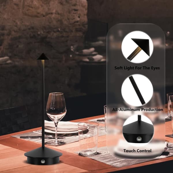 Sort bordlampe med 3 lysstyrker og touch-kontrol