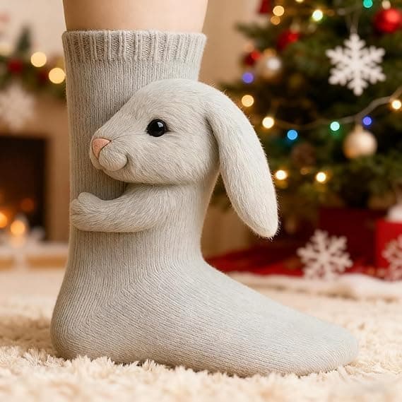 Animal Socks, 3D Knitted Rabbit Socks, Plush Animal Socks