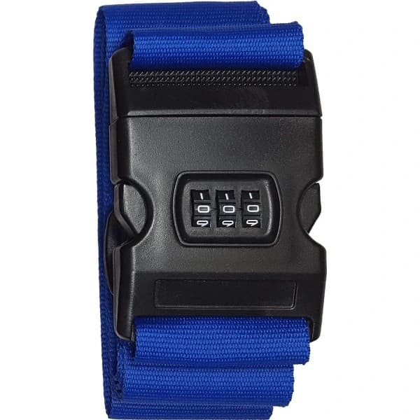 Personalized Luggage Strap - Secure Luggage 180cm x 5cm with Lock - Printed (Blue with Lock)