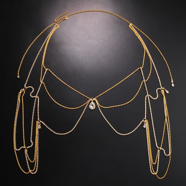 Wedding Multilayer Chain with Tassels and Rhinestones for the Shoulder