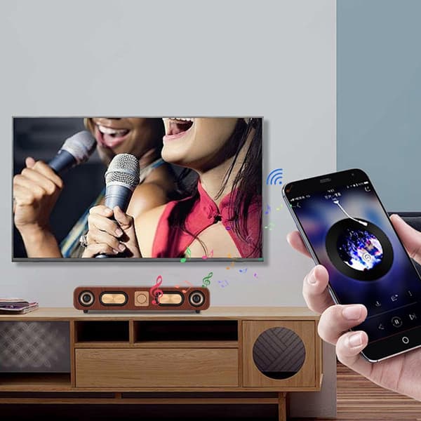 Retro Trækornsfarvet 10W Stereo USB Soundbar til Computer, Smartphone og Laptop