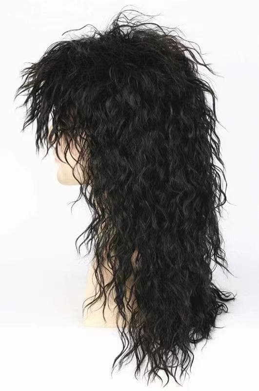 Sort top herre 80'er mullet paryk rocker punk popstjerne paryk sortCJY