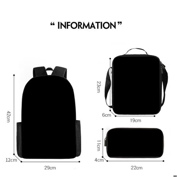 3-piece Backpack Set for Teens: School Backpack, Shoulder Bag/Tote, and Pencil Case