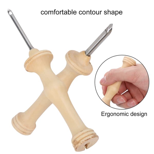 Broderisæt med Punch Needle - Træhåndtag, DIY Håndlavede Strikkeværktøjer (2 stk)