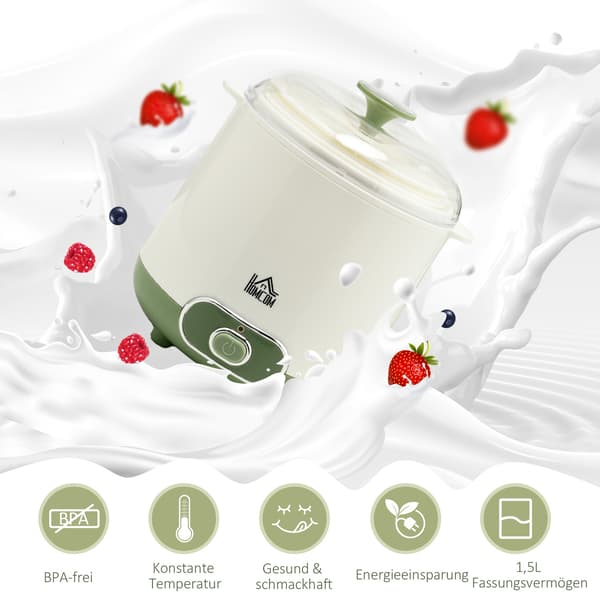 Jogurttikone, 1,5 l tilavuus, BPA-vapaa, 20 W teho