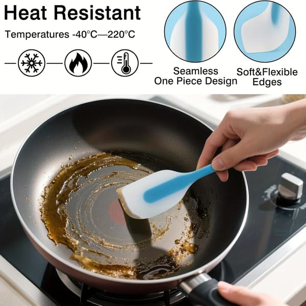 Heat-resistant silicone spatulas with stainless steel core, 5-piece flexible non-stick