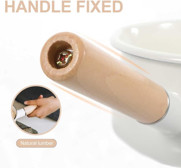 White Enamel Milk Pot 15 cm with Handle, Cooking Pot for Home Kitchen