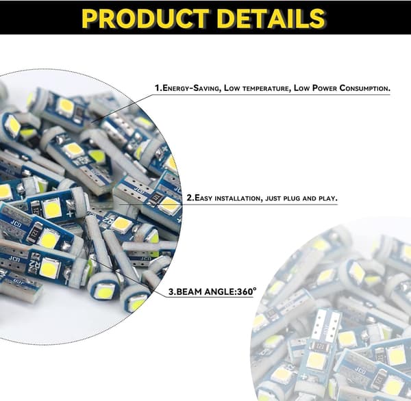 NTNEV T5 37 74 LED-pære PC74 PC37 Instrumentpanelbelysning Hvit