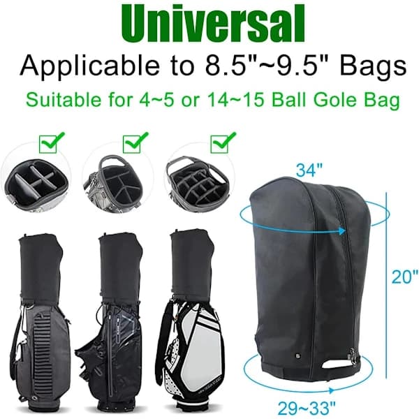 Vattentätt golfbagsskydd i canvas, svart - Passar golfbagar 21,5-24 cm