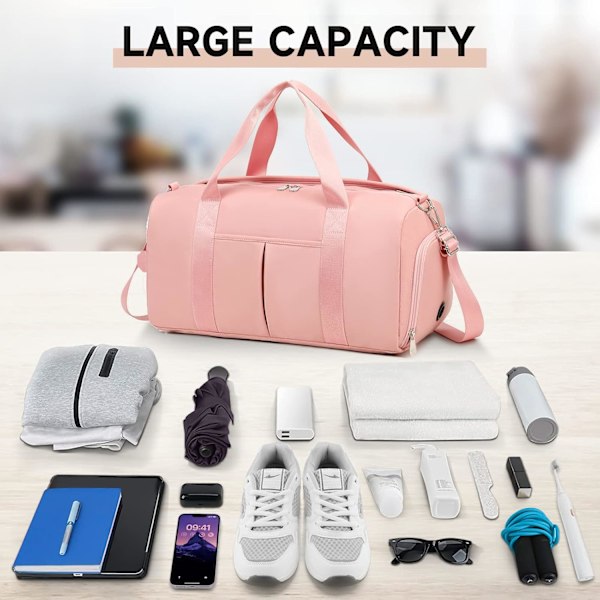 Gymbag for kvinner og menn, liten sportsbag med våtrom og skoskap, reisebag, weekendbag
