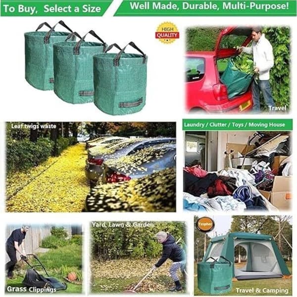 3 x 500L XXL Trädgårdsavfallspåsar 50KG, PP, Återanvändbara